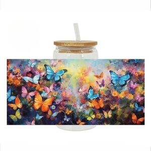Butterfly Floral Frosted Tumbler